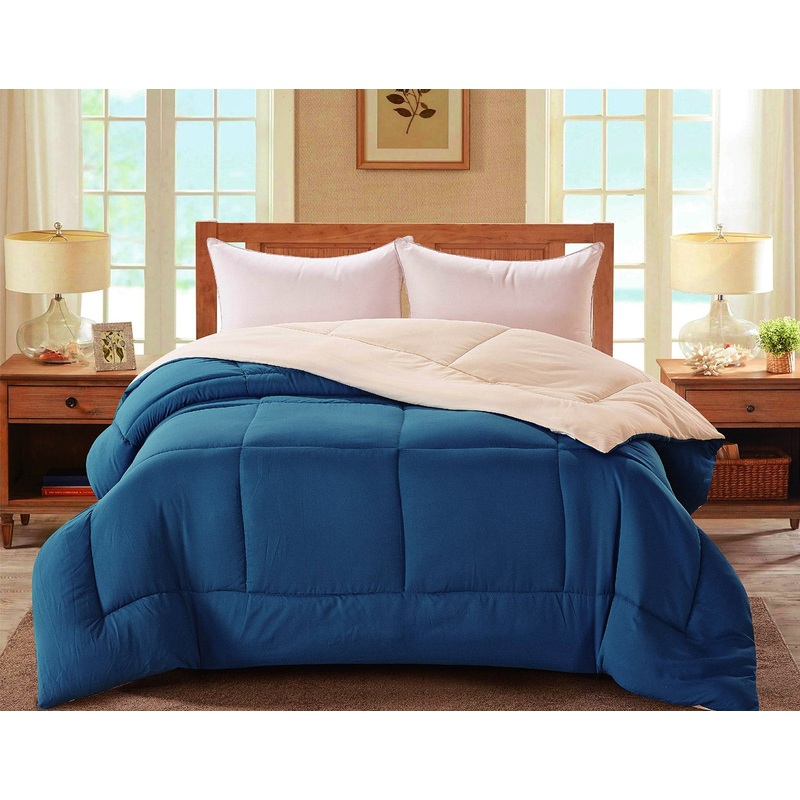 Madison Down Alternative Reversible Comforter, Teal-Ivory