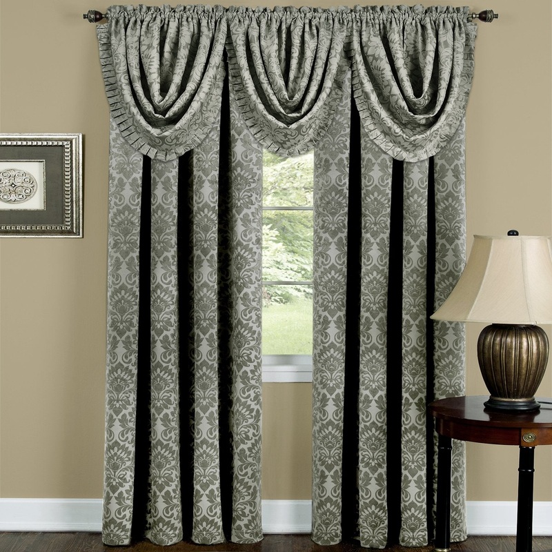 Sutton Medallion Jacquard Rod Pocket Blackout Panel and Valance Treatments, Green