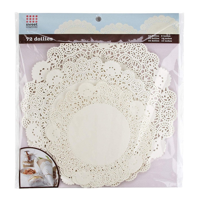 Sweet Creations Paper Lace Doilies, 72 Count, Beige, Assorted Sizes