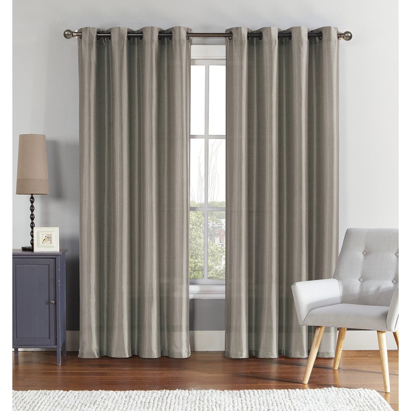 Brenton Room Darkening Thermal Lined Faux Silk Window Panel, Silver, 55x84 Inches