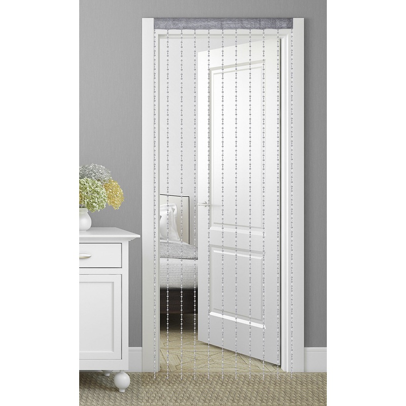 Clarity Jaeger Diamond Beaded Rod Pocket Panel, Silver, 40x84 Inches