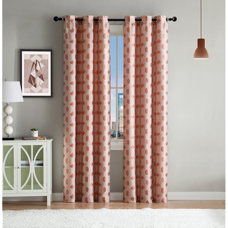 Eli 2-Pack Jacquard Design Grommet Panel, Spice, 78x84 Inches