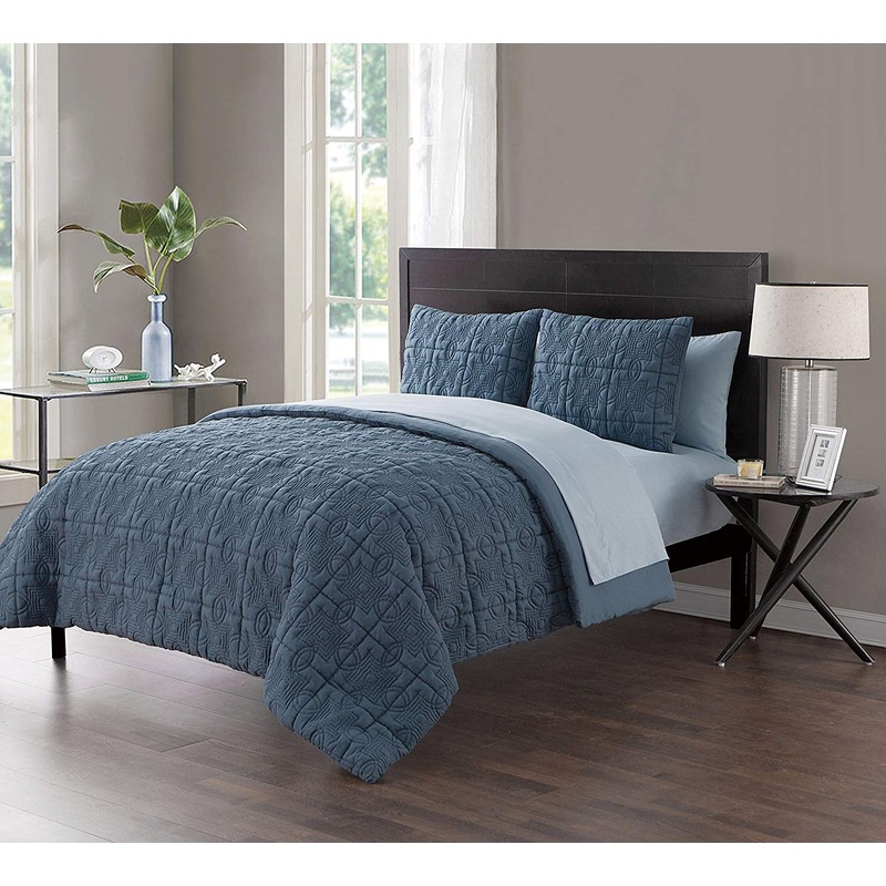 Iron Gate Embossed 7-Piece Bed In A Bag Comforter Set, Blue