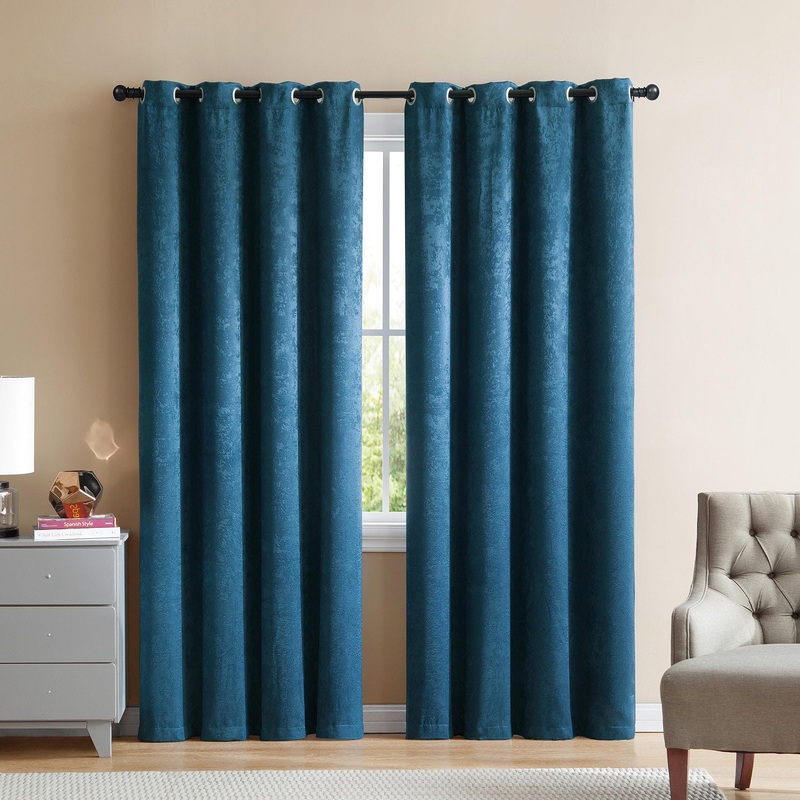 Marco Velvet Room Darkening Window Grommet Panel, Teal, 52x90 Inches