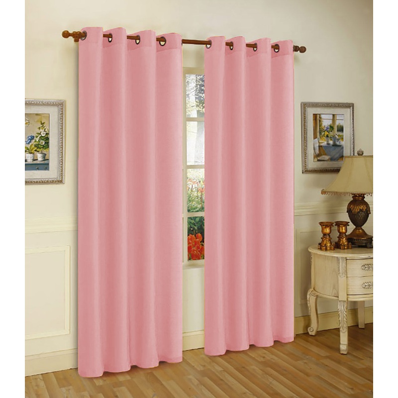 Melanie Faux Silk Grommets Window Panel, Baby Pink, 55x95 Inches
