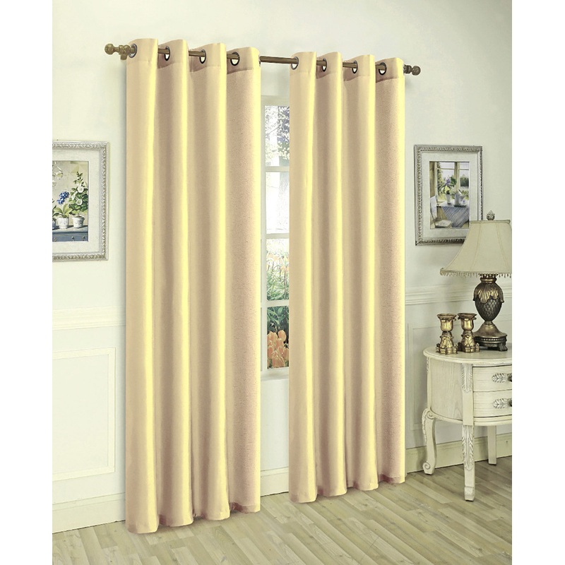 Melanie Faux Silk Grommets Window Panel, Beige, 55x95 Inches