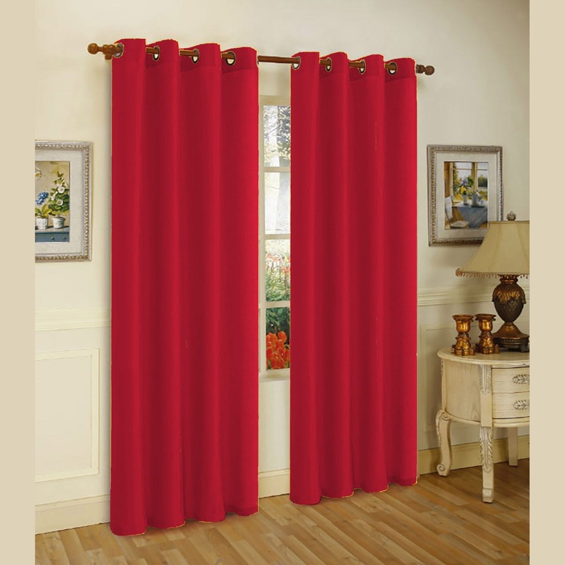 Melanie Faux Silk Grommets Window Panel, Burgundy, 55x95 Inches