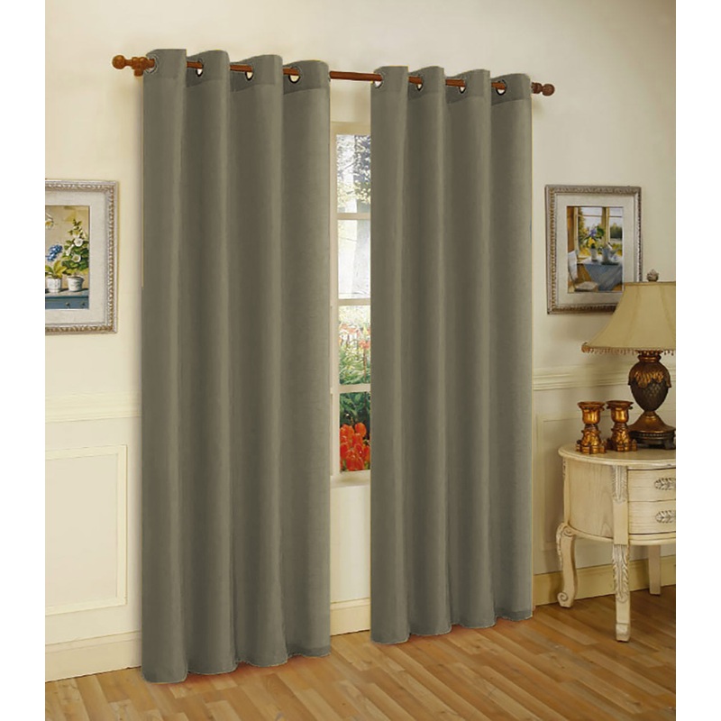 Melanie Faux Silk Grommets Window Panel, Charcoal, 55x95 Inches