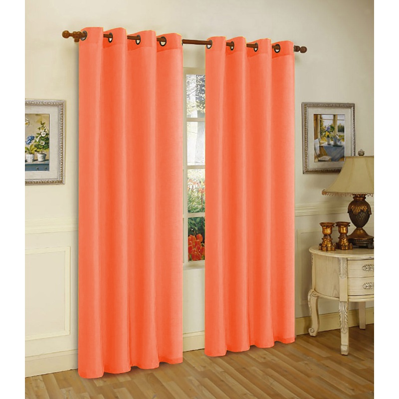 Melanie Faux Silk Grommets Window Panel, Coral, 55x95 Inches Inches