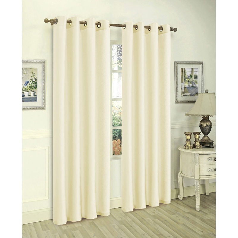 Melanie Faux Silk Grommets Window Panel, Ivory, 55x95 Inches