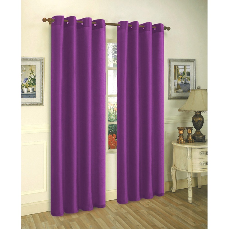 Melanie Faux Silk Grommets Window Panel, Purple, 55x95 Inches