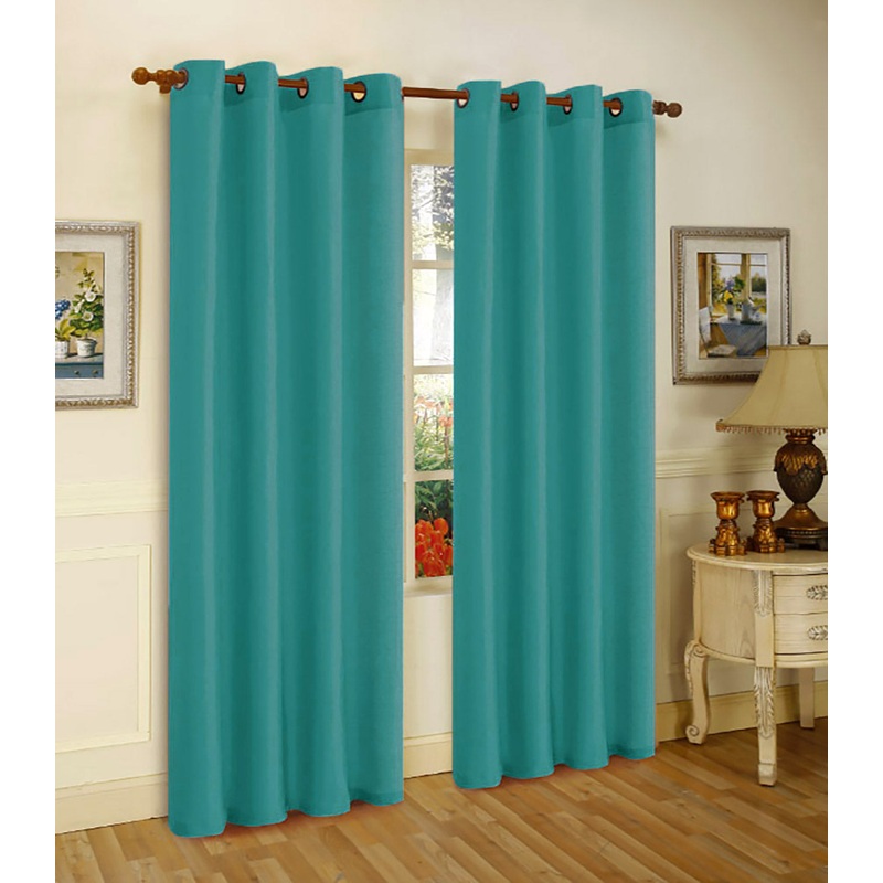 Melanie Faux Silk Grommets Window Panel, Teal Blue, 55x95 Inches