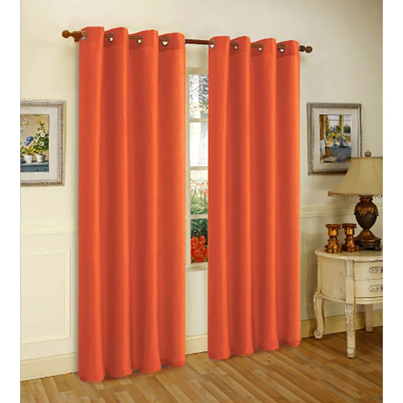 Melanie Faux Silk Grommets Window Panel, Terracotta, 55x95 Inches