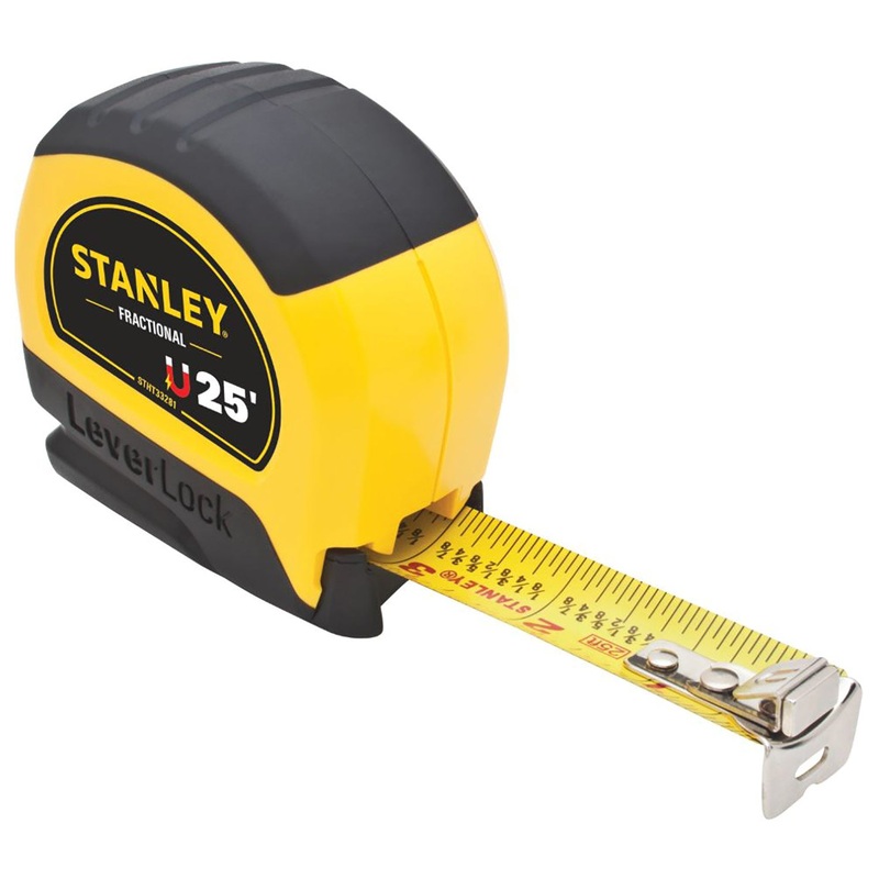 Stanley LeverLock Tape Measure With Fractional Scale and Magnetic Tip, 25 Feet