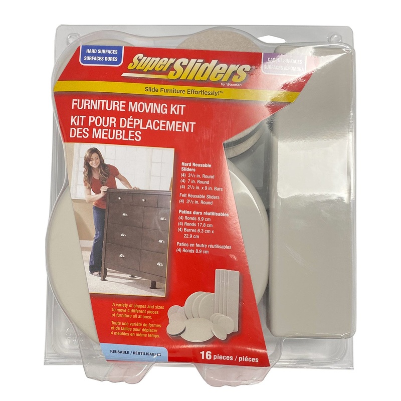 SuperSliders 16-Pack Hard and Carpetted Reusable Furniture Moving Kit, Linen