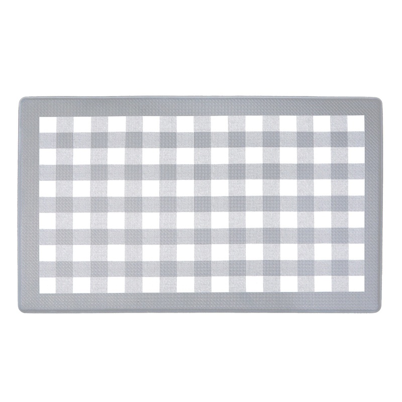 Achim Decorative Buffalo Check Anti-Fatigue Mat, Gray, 18x30 Inches