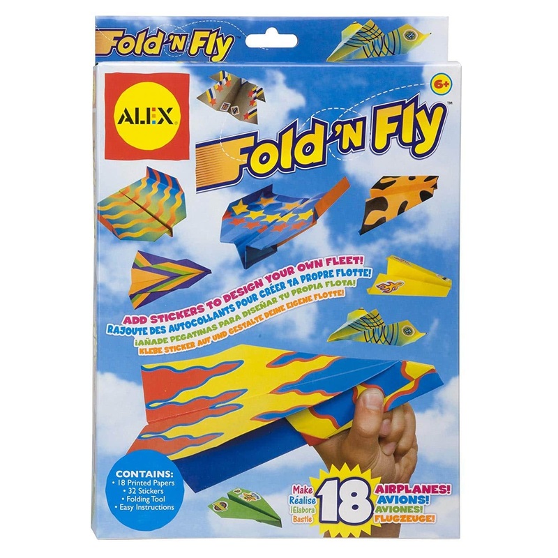 ALEX Fold N Fly Printed Paper Airplanes Kit, Makes 18 Planes, Ages 6+