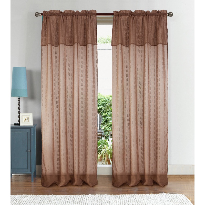 Anise Textured Window Panel With Attached Valance, 54x90 Inches