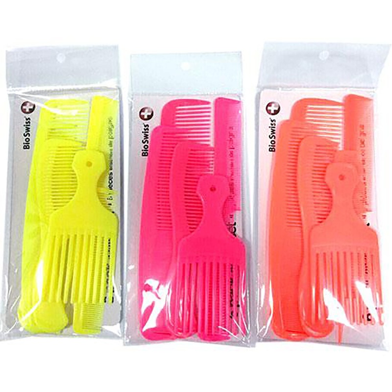 BioSwiss 6-Pack Styling Comb Set, Assorted Colors