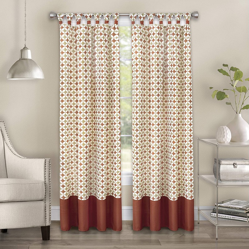 Callie Cuff Tab Top Window Curtain Panel - 52x84 - Spice/Tan