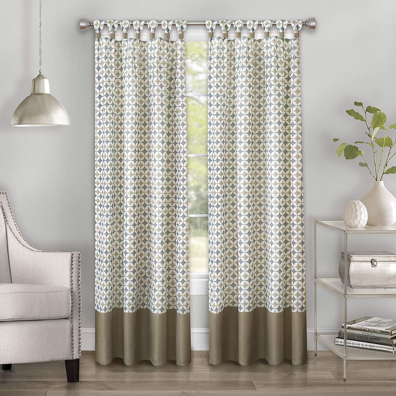 Callie Cuff Tab Top Window Curtain Panel - 52x84 - Taupe/Silver
