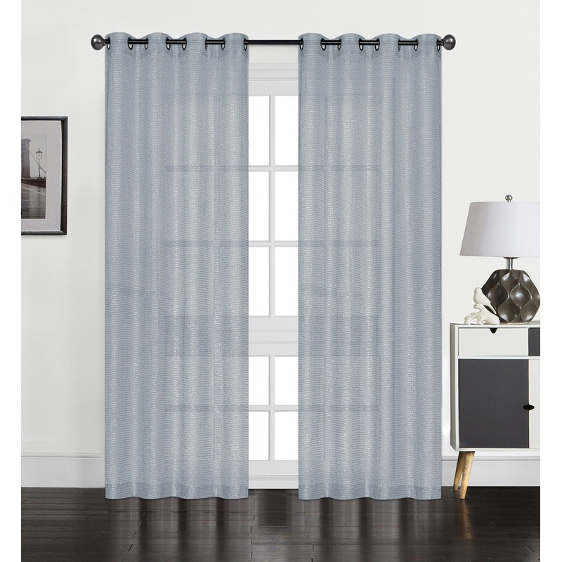 Perry Textured Slub Sheer Grommet Window Panel, Blue, 54x84 Inches