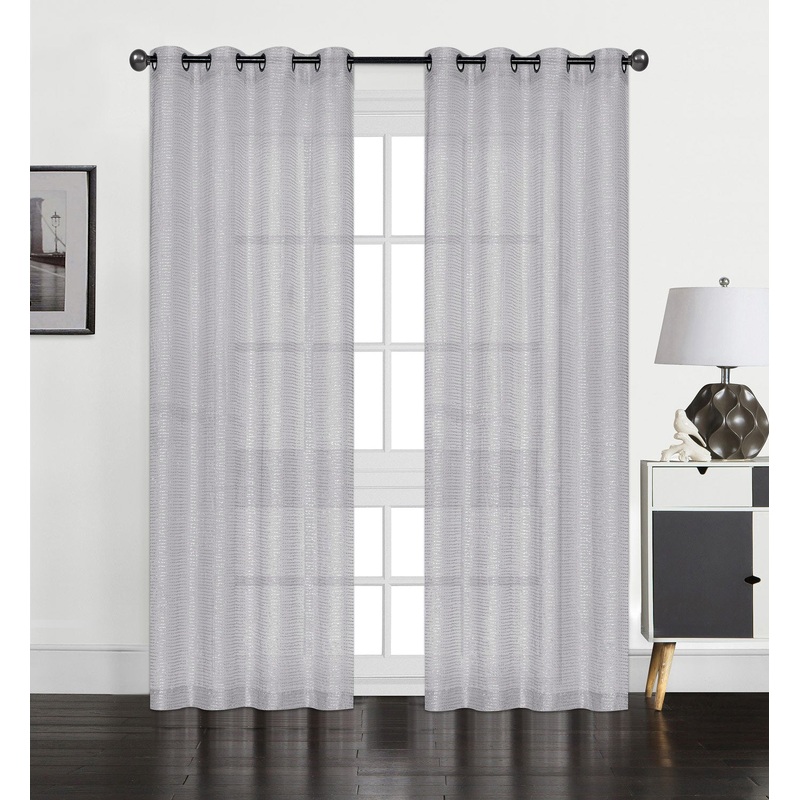 Perry Textured Slub Sheer Grommet Window Panel, Silver, 54x84 Inches