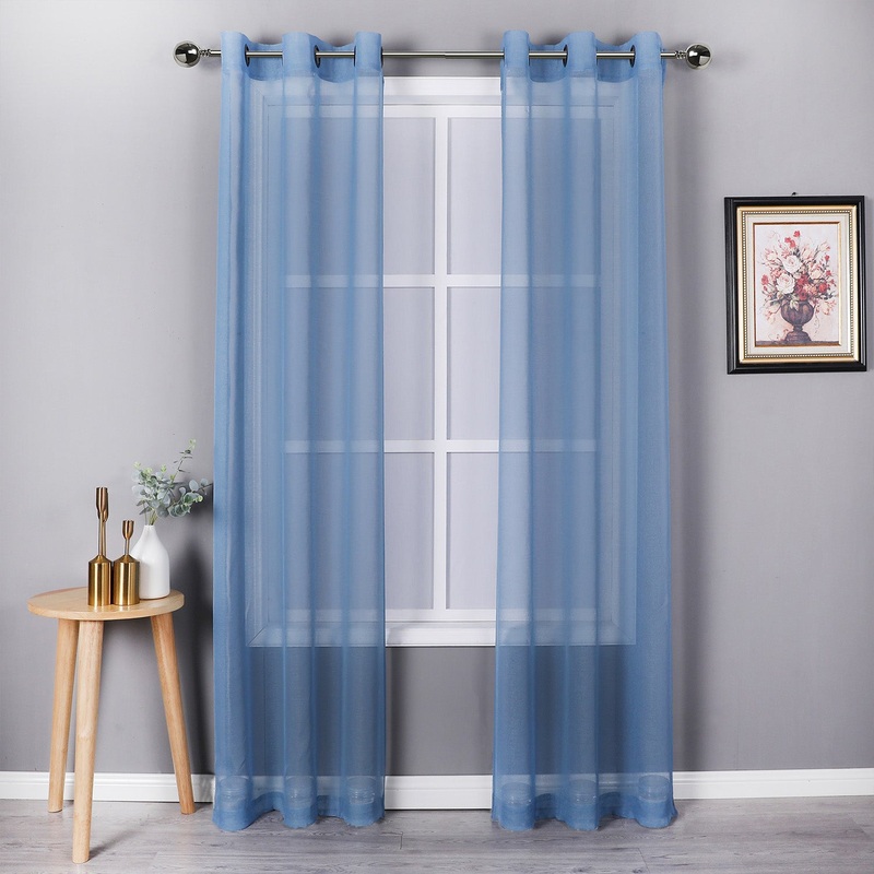 Sheffield 2-Pack Solid Sheer Grommet Window Panel, Blue, 76x84 Inches