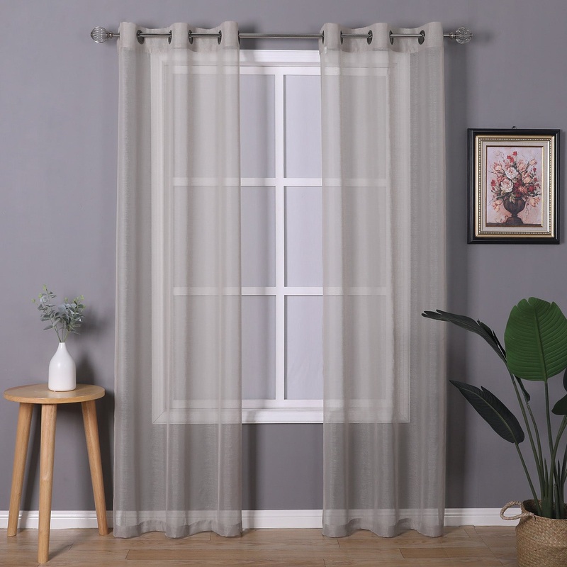 Sheffield 2-Pack Solid Sheer Grommet Window Panel, Linen, 76x84 Inches