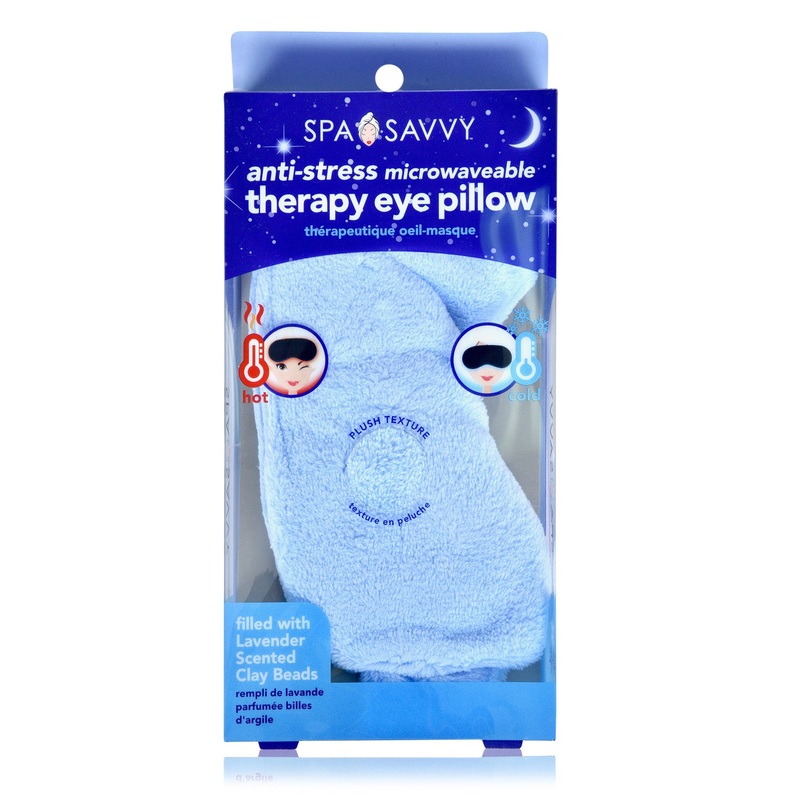 Spa Savvy Anti-Stress Microwaveable Plush Therapy Eye Pillow, Blue, Lavender Scented