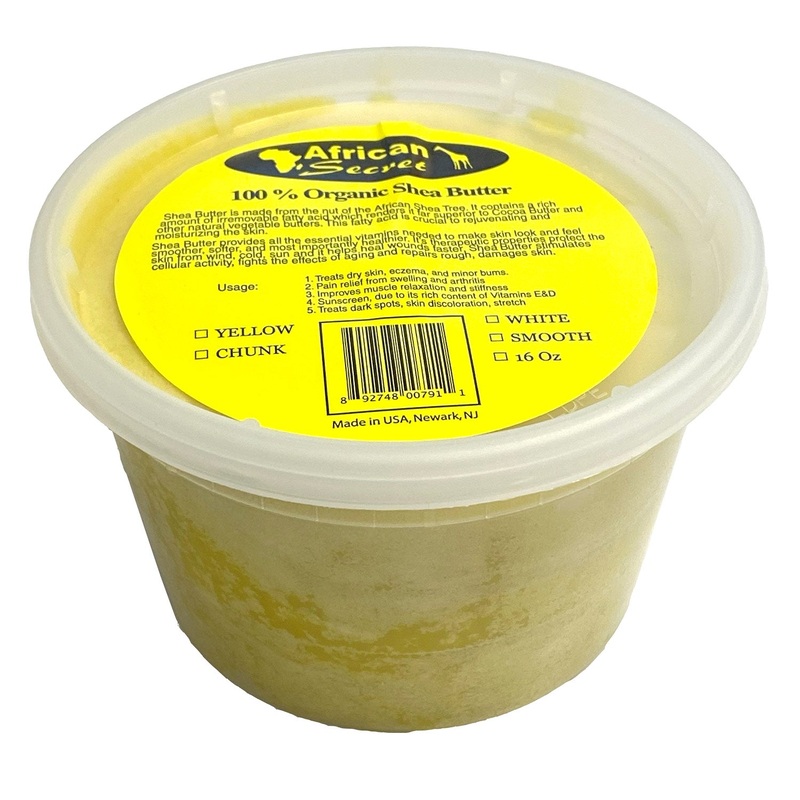 African Secret 100% Organic Shea Butter, Smooth, Yellow, 16 Ounces