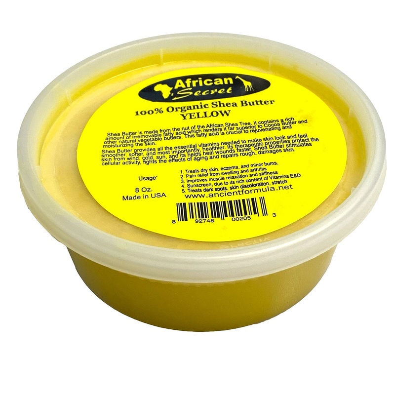 African Secret 100% Organic Shea Butter, Smooth, Yellow, 8 Ounces