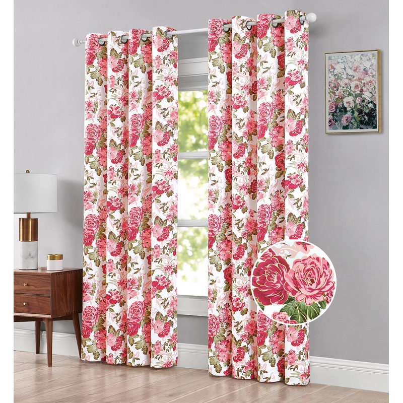Marion Peony Room Darkening Grommet Window Panel, 54x84 Inches