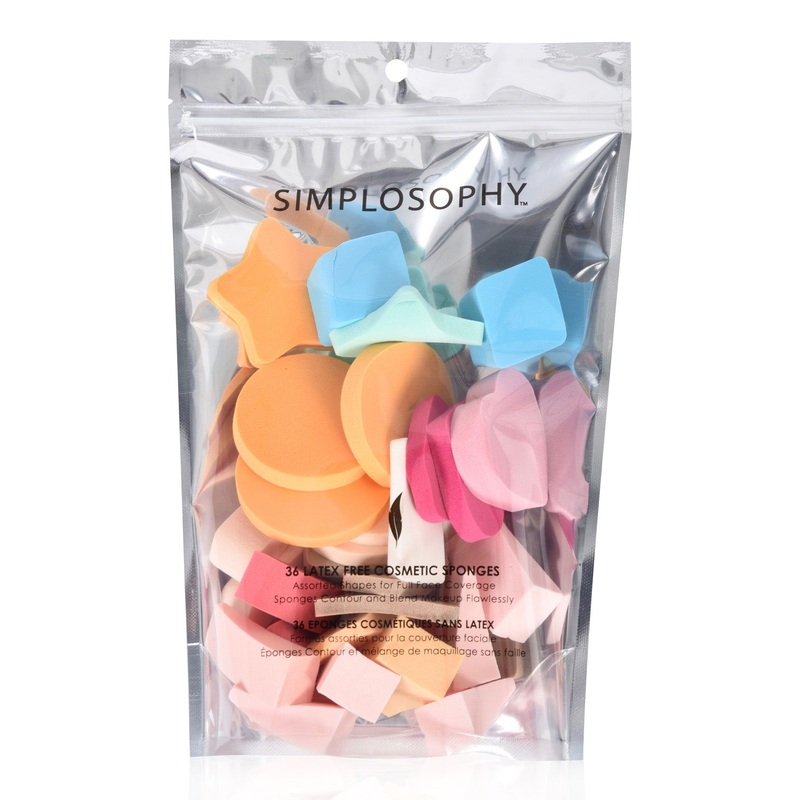 Simplosphy Latex Free Cosmetic Makeup Sponges, 36 Count, Assorted Shapes
