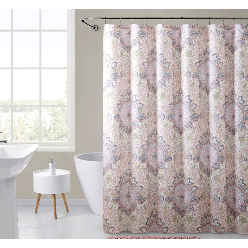 Talon 13-Piece Shower Curtain Set with Hooks, Pink, 72x72 Inches