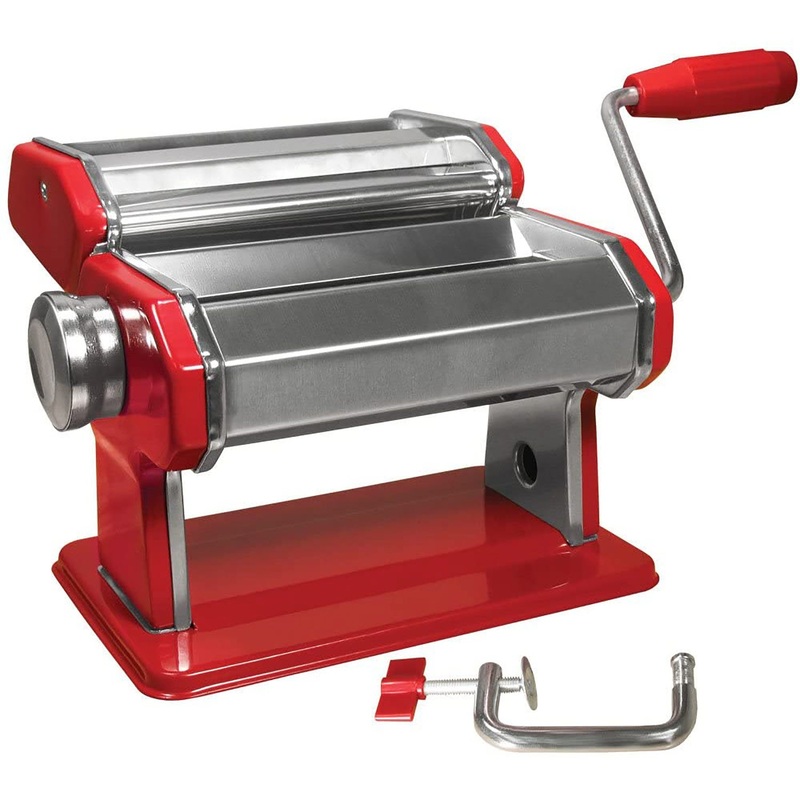Weston Traditional Style Pasta Machine, 6 Inches, Tuscan Red