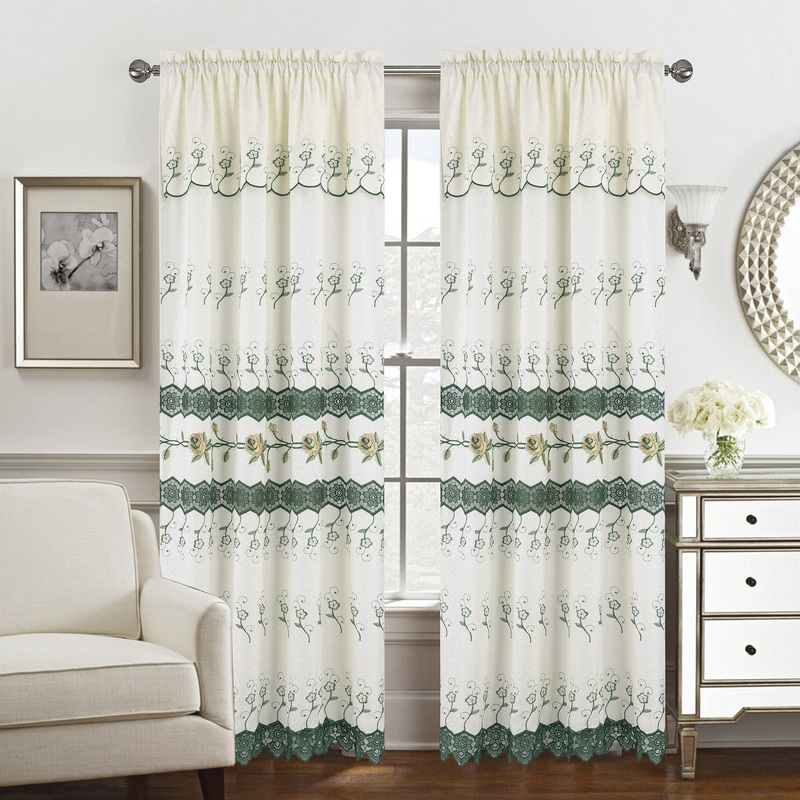 Malaika Embroidered Jacquard Macrame Window Panel with Valance, 54x84 Inches