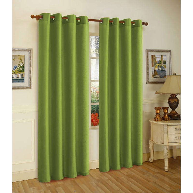 Melanie Faux Silk Grommets Window Panel, Green, 55x84 Inches