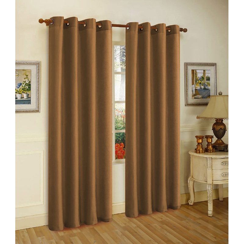 Melanie Faux Silk Grommets Window Panel, Toffee, 55x84 Inches