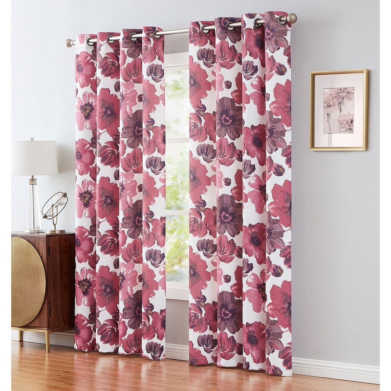 Naples Floral Printed Room Darkening Grommet Window Panel, 54x84 Inches