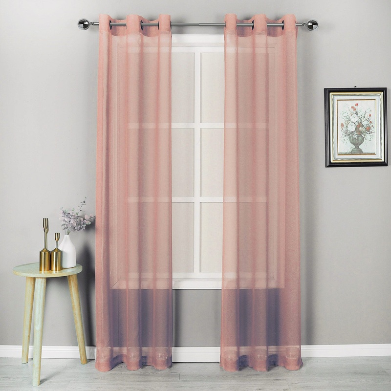 Sheffield 2-Pack Solid Sheer Grommet Window Panel, Pink Rose, 76x84 Inches