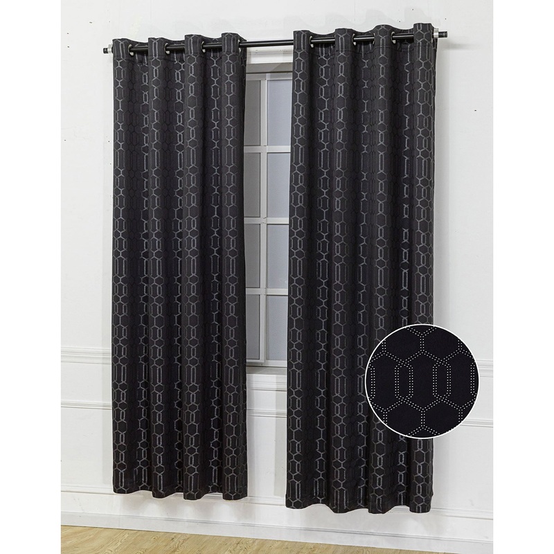 Carlton Hexagon Link Room Darkening Grommet Window Panel, 54x84 Inches