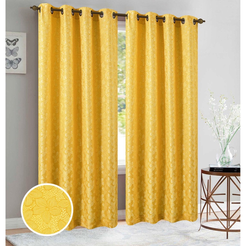 Jolene Floral Jacquard Grommet Window Panel, 54x84 Inches