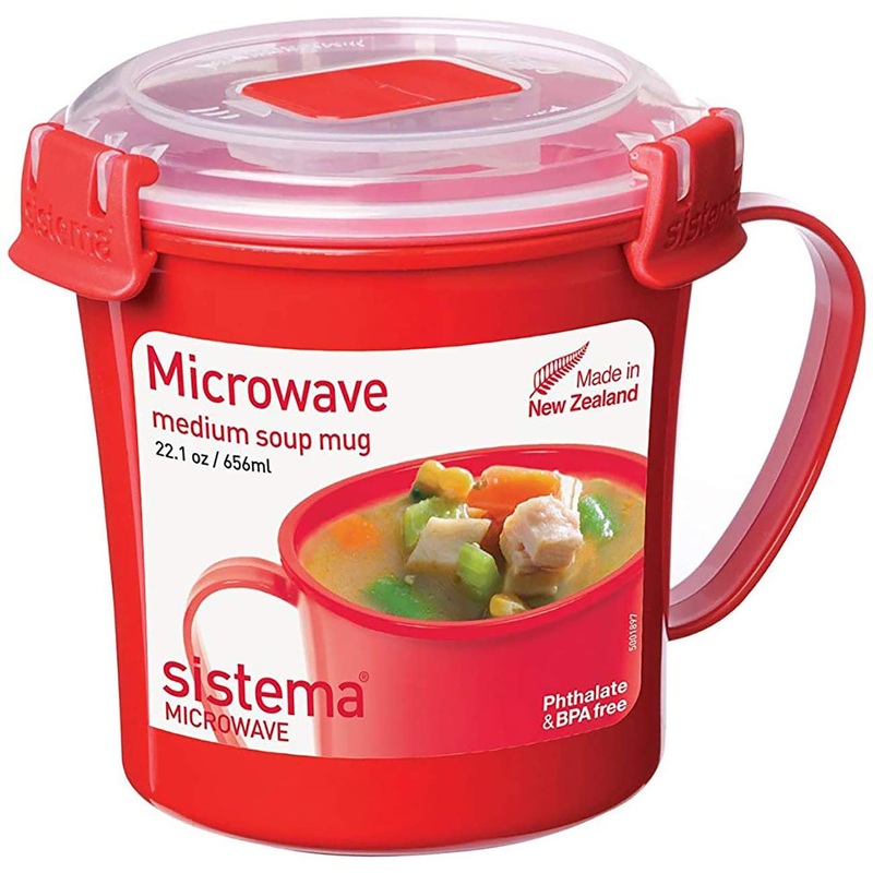 Sistema Microwave Collection Soup Mug 22.1 Ounces, Red