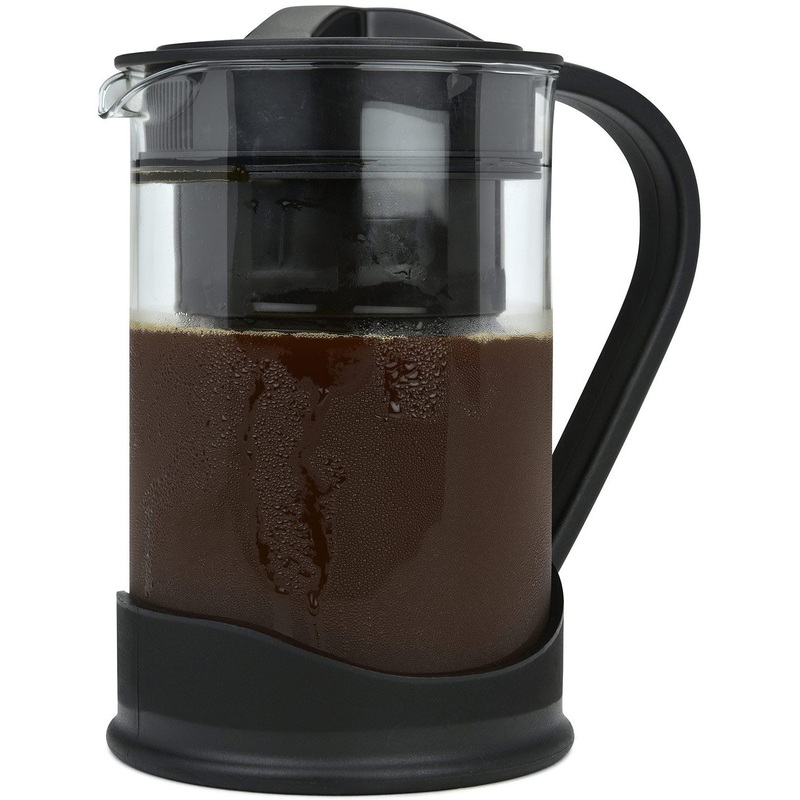 Spigo Cold Brew Coffee Maker with Borosilicate Glass Pitcher, Black, 1 Liter, 8x5 Inches