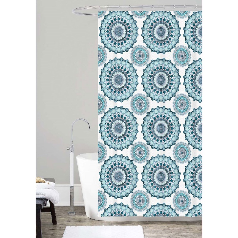 Tiffany Printed Canvas Shower Curtain, Blue, 70x72 Inches