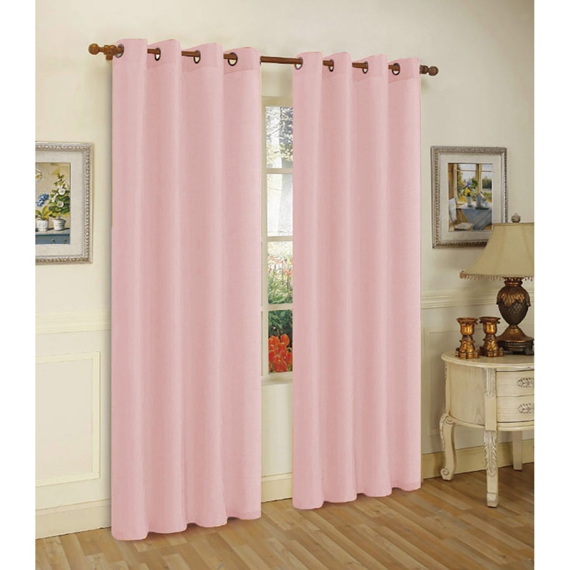 Melanie Faux Silk Grommet Window Panel, Blush, 55x63 Inches