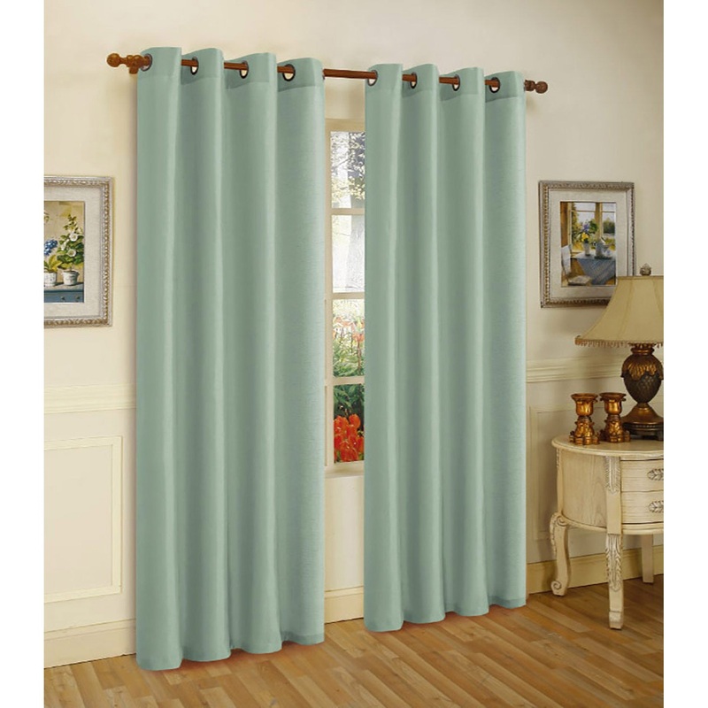Melanie Faux Silk Grommet Window Panel, Mint, 55x63 Inches