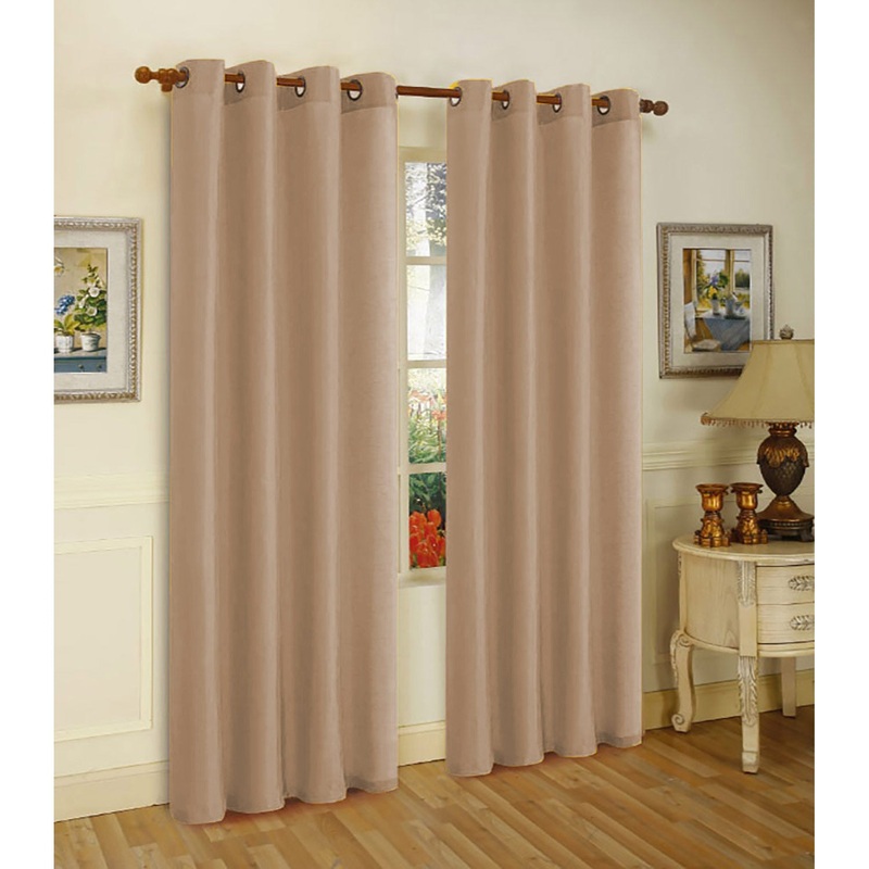 Melanie Faux Silk Grommet Window Panel, Taupe, 55x63 Inches
