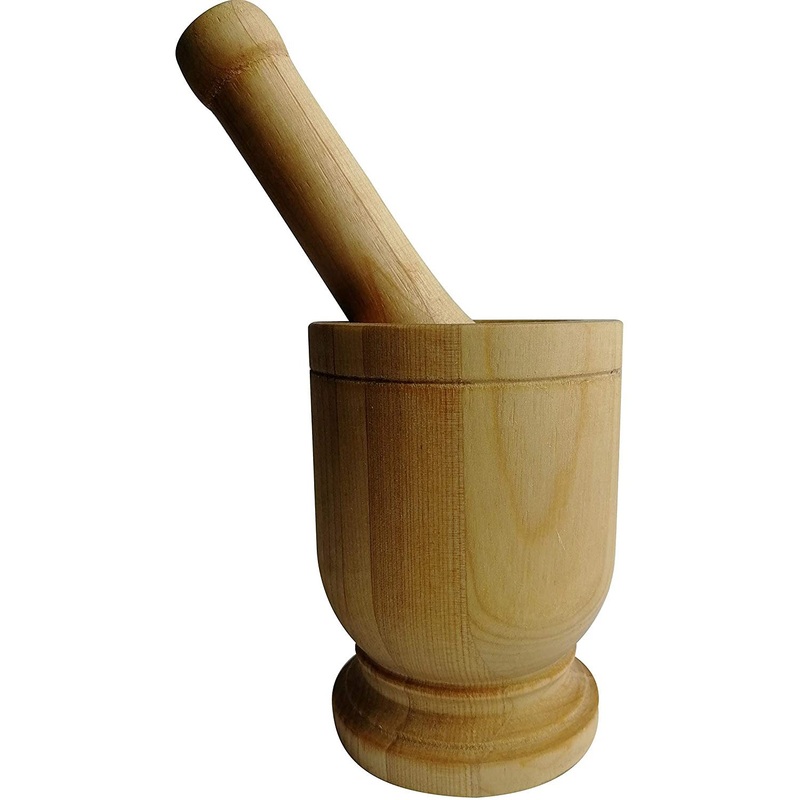 Bene Casa Wooden Mortar and Pestle, Natural, 8 Ounce, 3.5x5 Inches